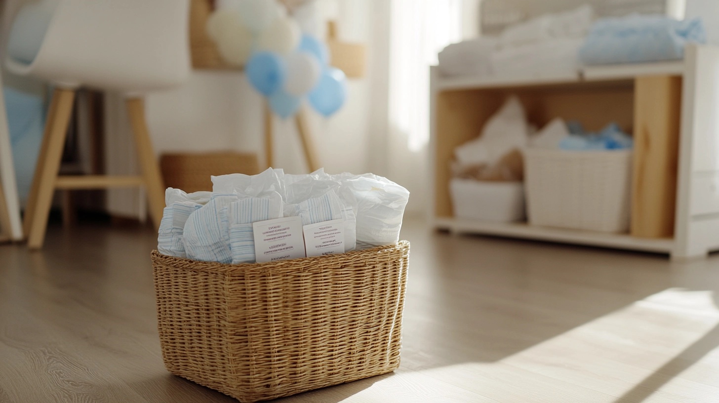 A basket with diapers