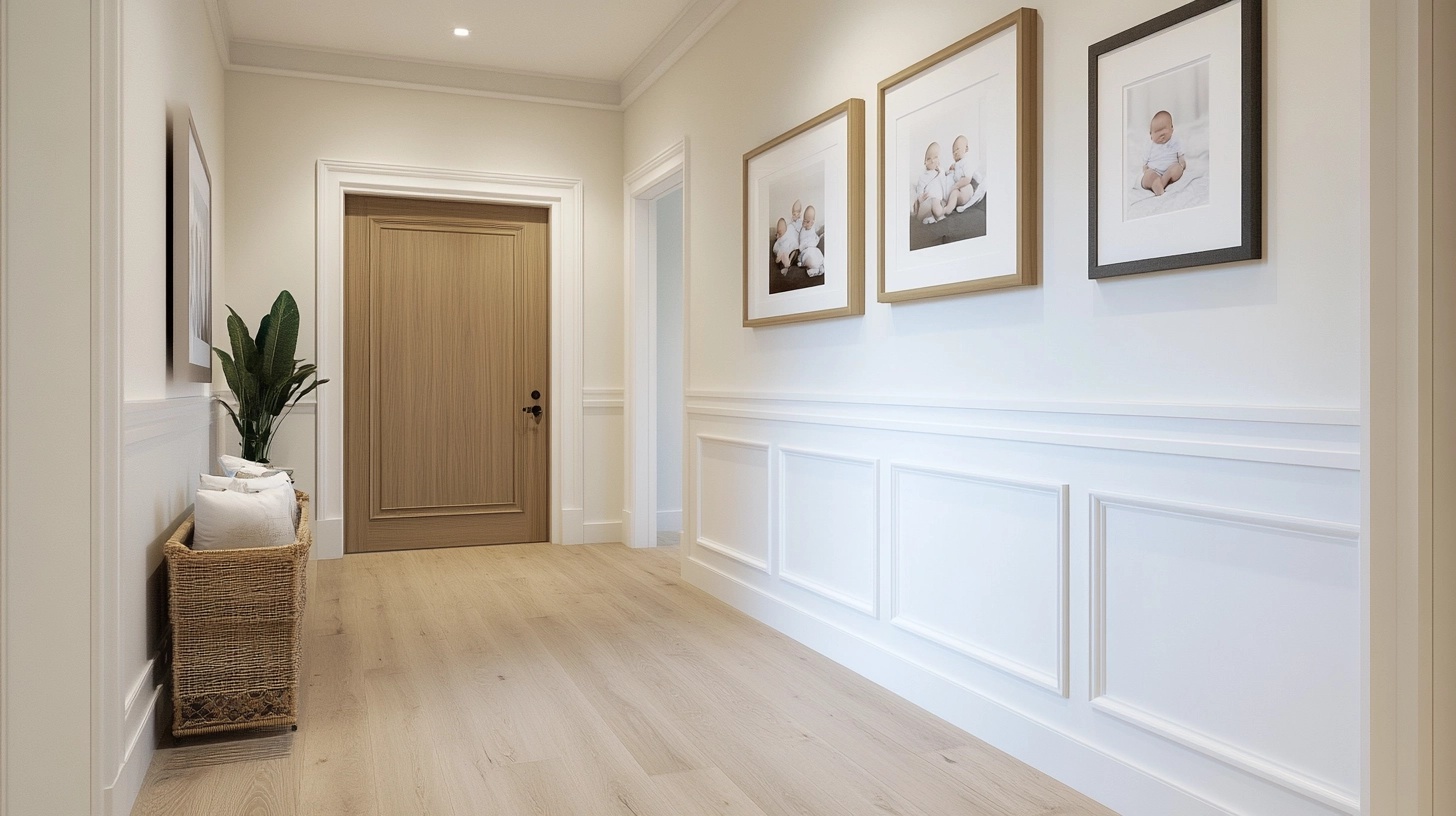 Pathway lined with framed photos