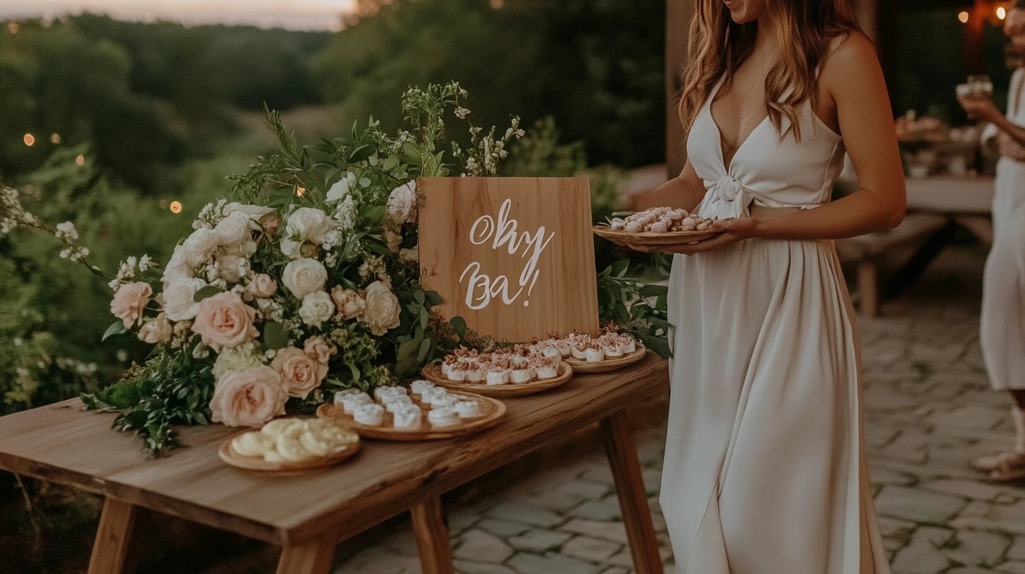 A wooden welcome sign that reads 'Oh Baby!'.