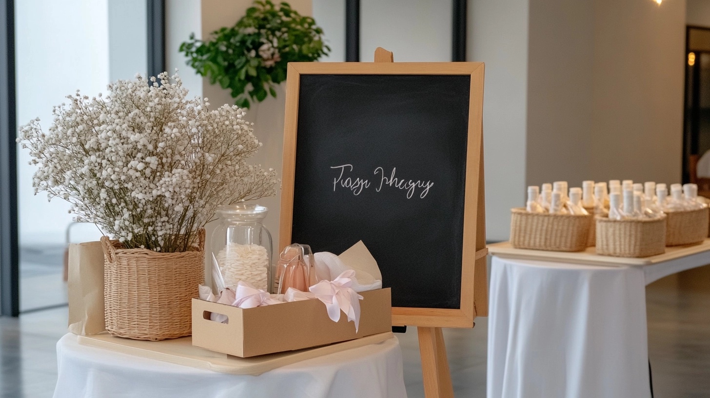 Baby shower decorations with chalkboard