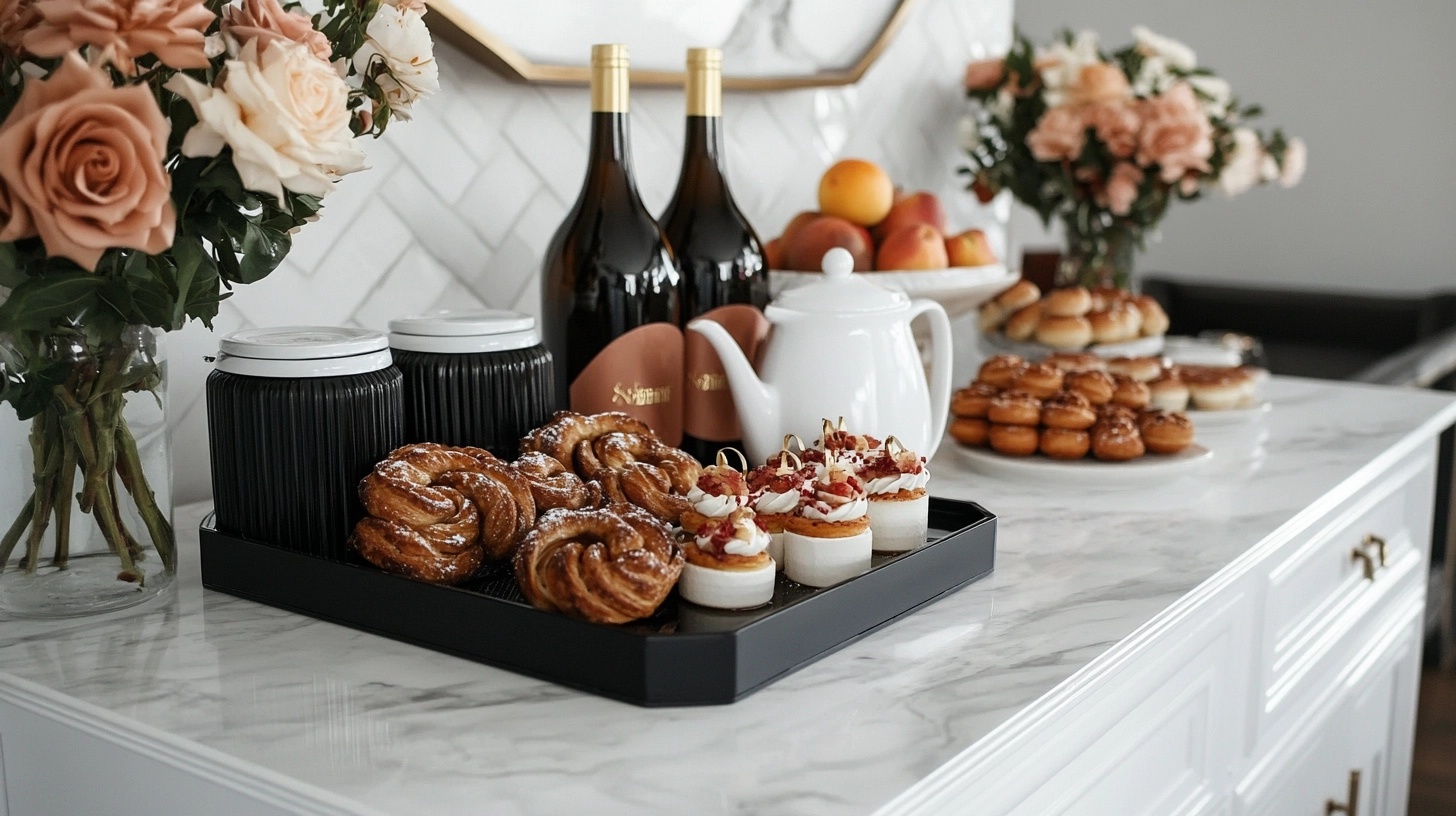 Brunch table with pastries.