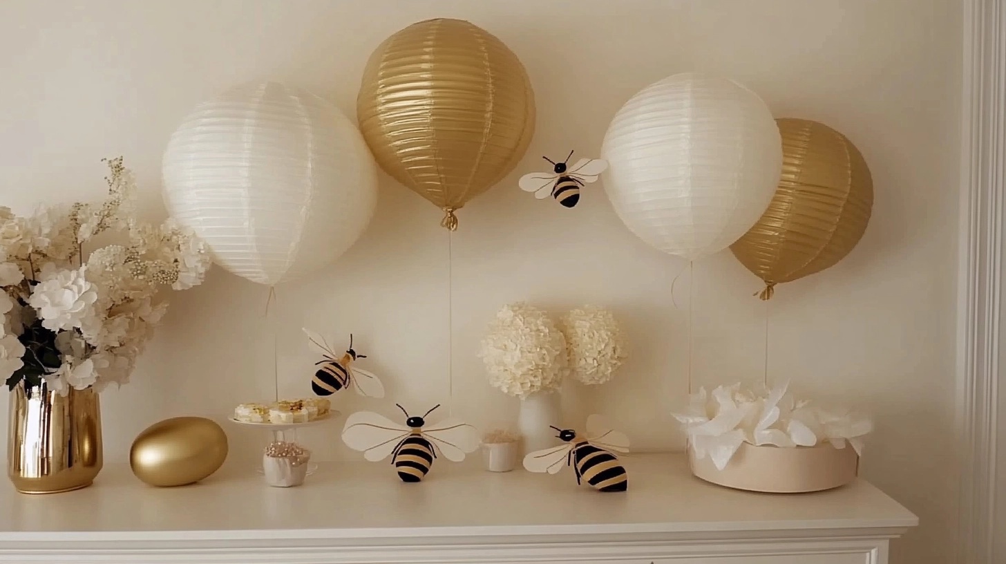 Bee-themed decorations.