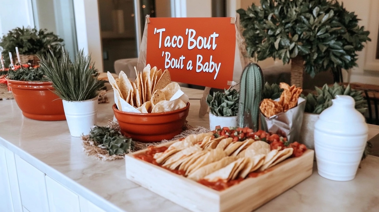 Fiesta-themed baby sprinkle table setting