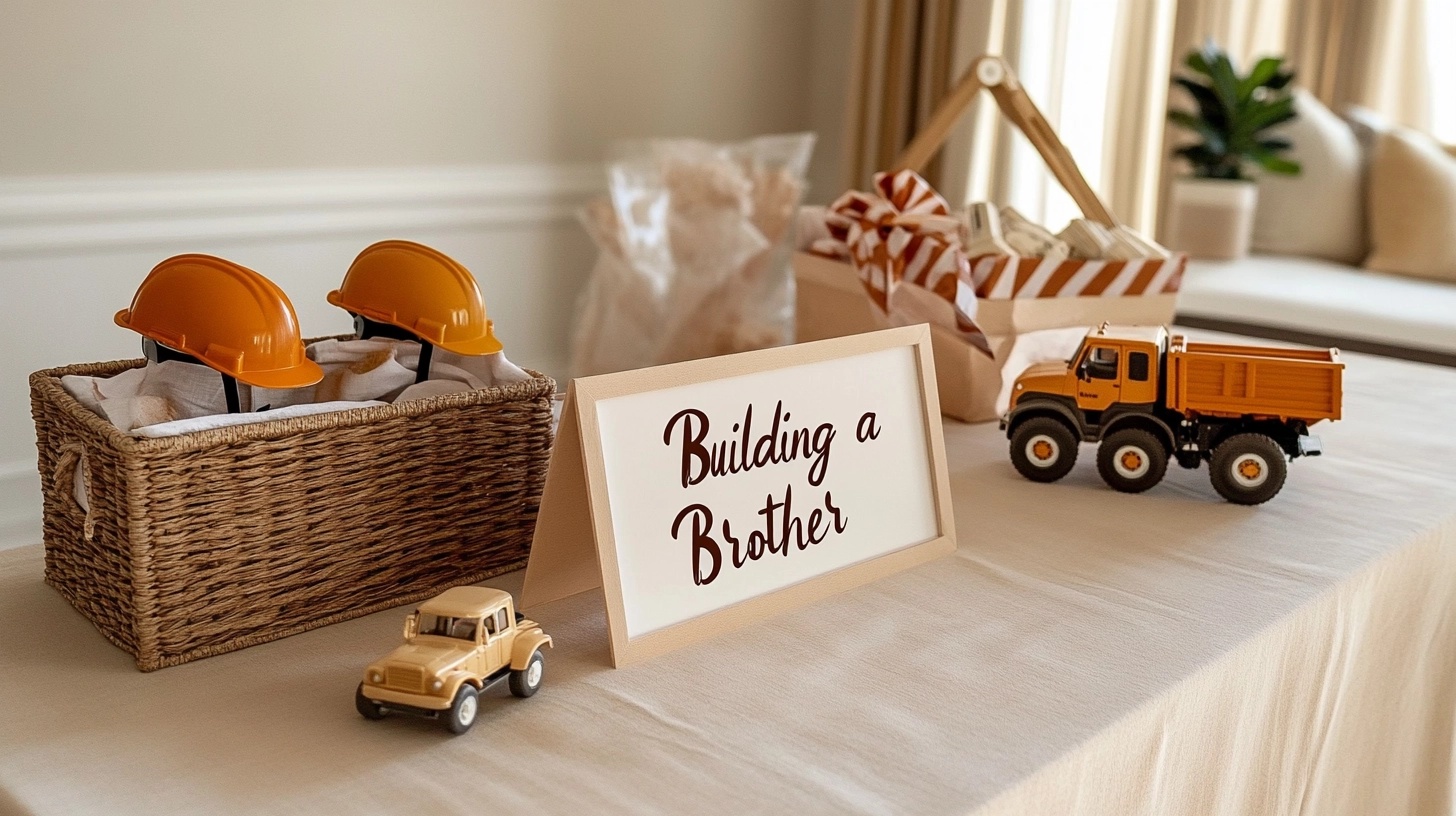 Construction-themed baby sprinkle decorations