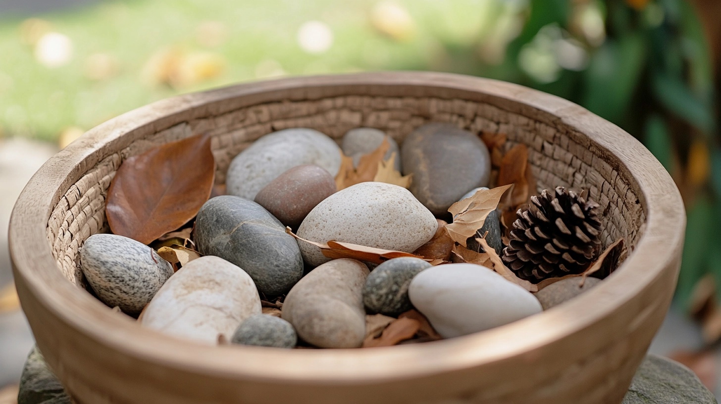 Sensory bin filled with natural elements like stones and leaves