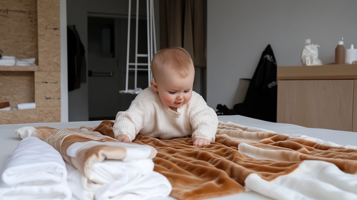 infant playing with crinkly paper