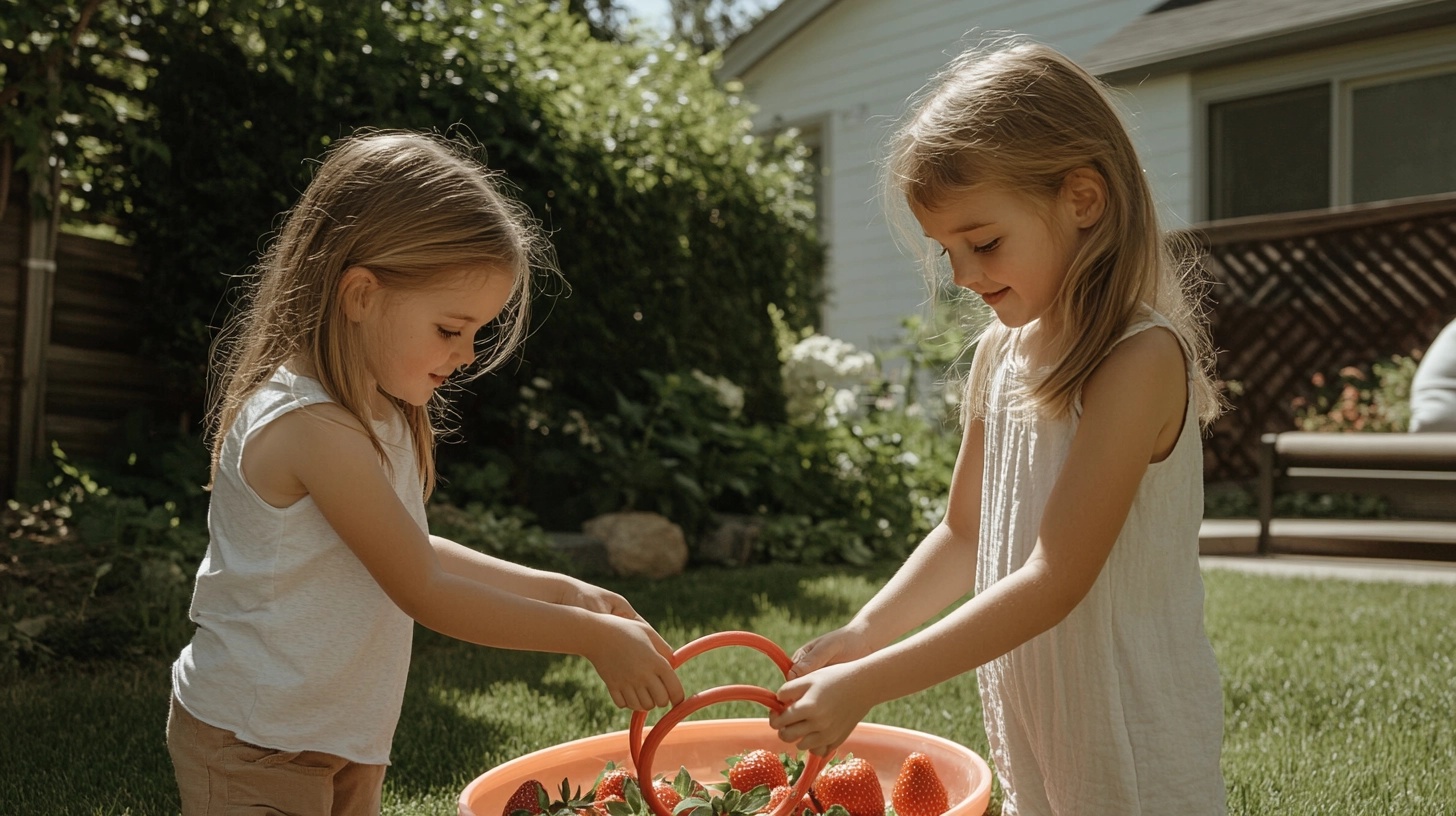 Kids playing a ring toss game